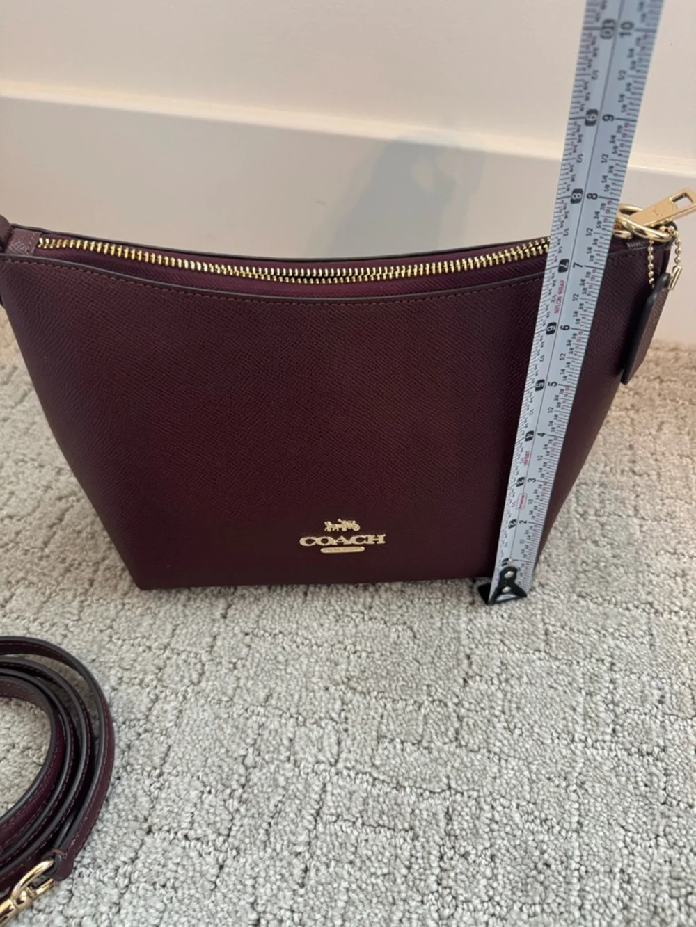 COACH Leather Crossbody Bag in Merlot - Picture 5 of 11
